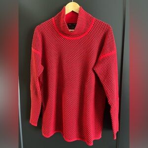 ❄️ ELANA WANG Red on Black Crew Neck Sweater